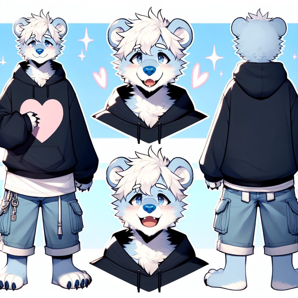 Cute Male Bear with Soft Blue Fur
