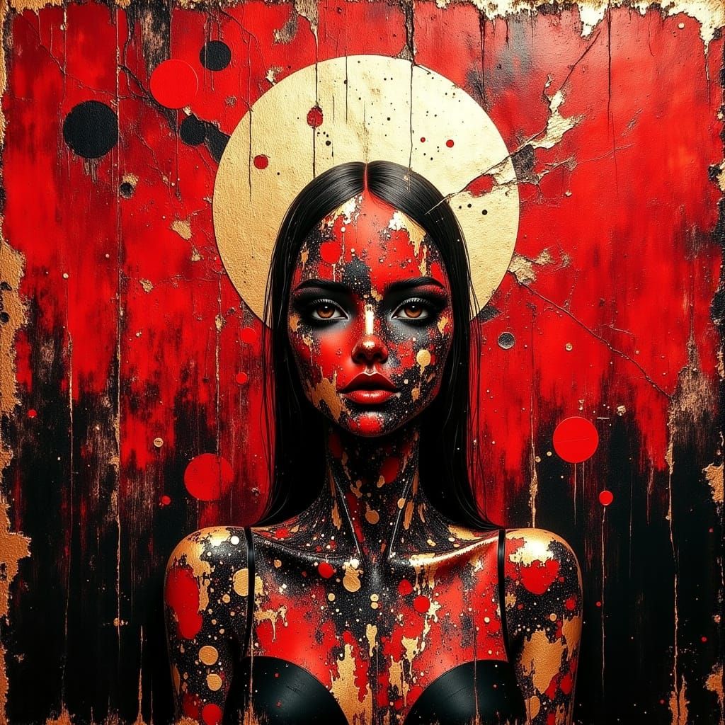 Gothic Gold Leaf Artwork in Morbid Painting Style