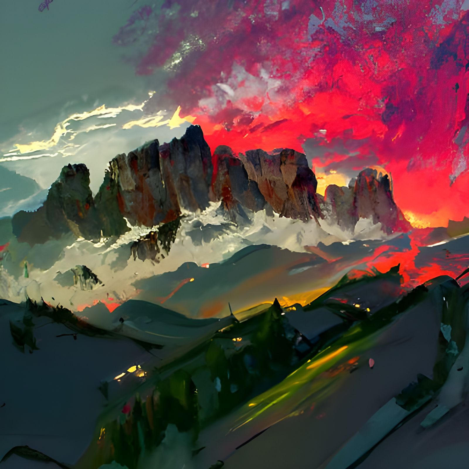 Dolomites Sunset Artstation Landscape