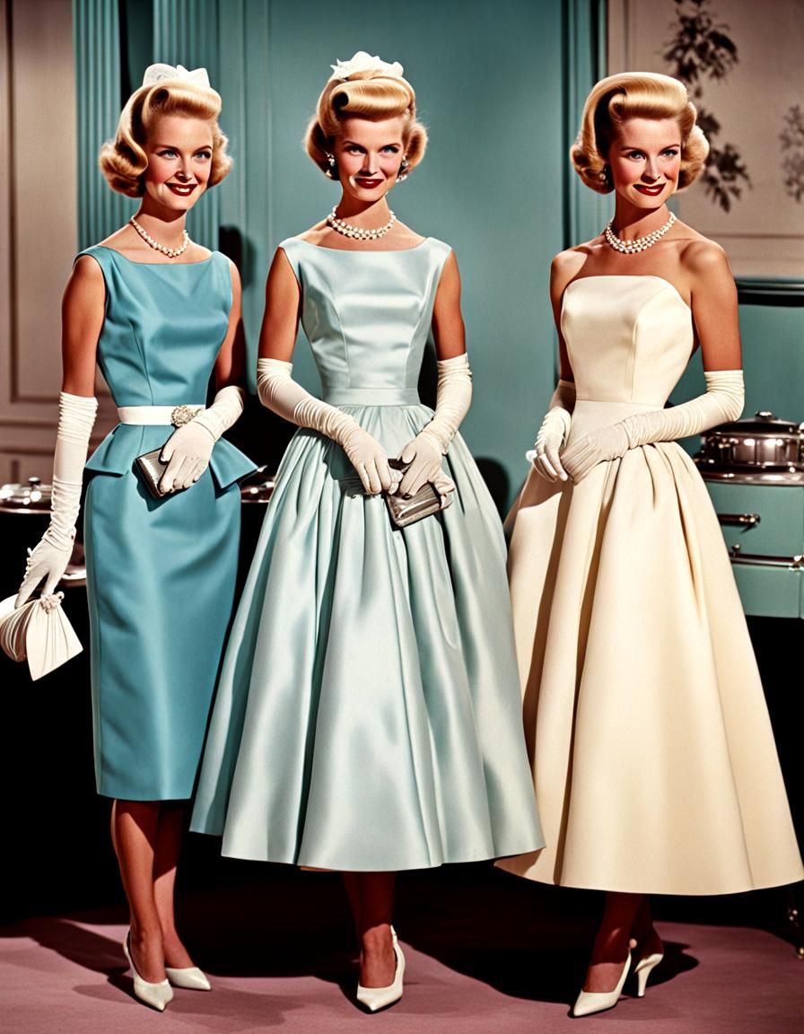 Idealized 1950s Stepford Wives in Evening Gowns