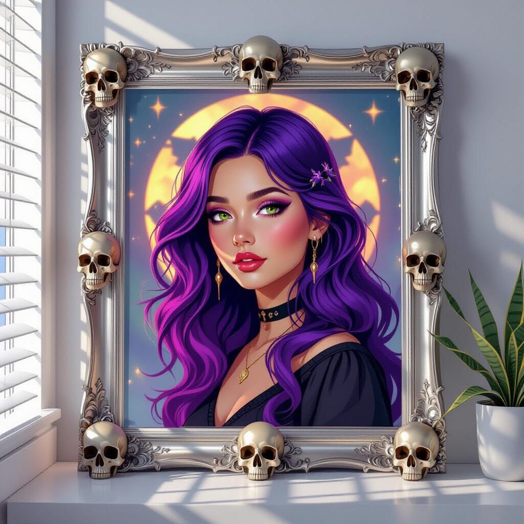 Modern Witch Portrait in Vintage Frame