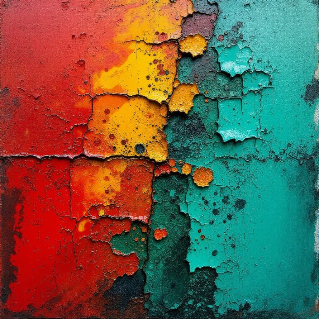 Microscopic Metal Corrosion in Abstract Expressionist Style