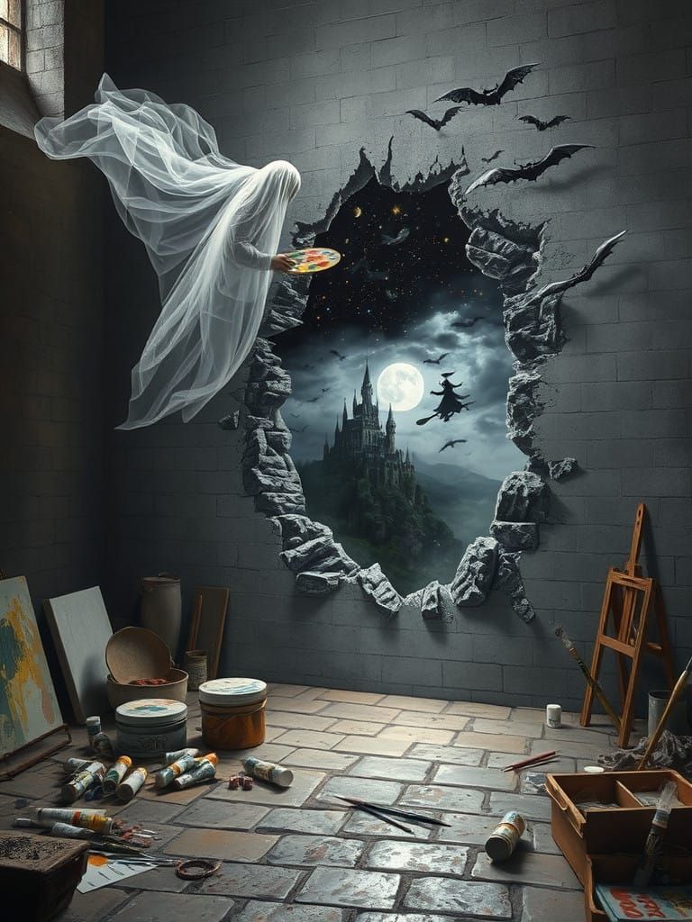 Ghost Artist Creates Enchanting Trompe l'Oeil in Castle Room
