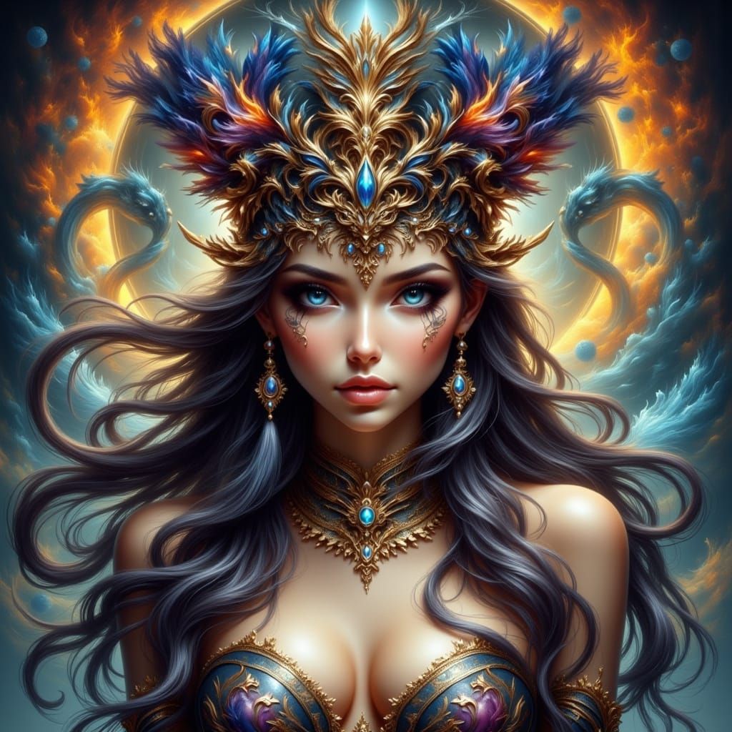 Ethereal Anime Goddess with Bohemian Flair