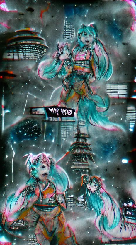 Holographic Astral Illustration in Sumi Ink Style