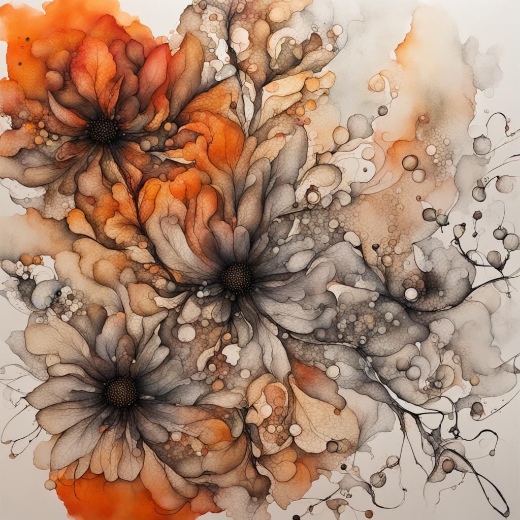 Abstract Ink Flower: AI Meets Botanical Beauty