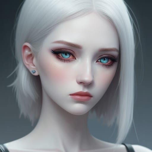Sad Anime Woman Portrait in Digital Painting Style