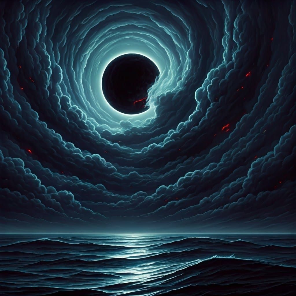 Eerie Black Moon Illuminates Hellish Typhoon