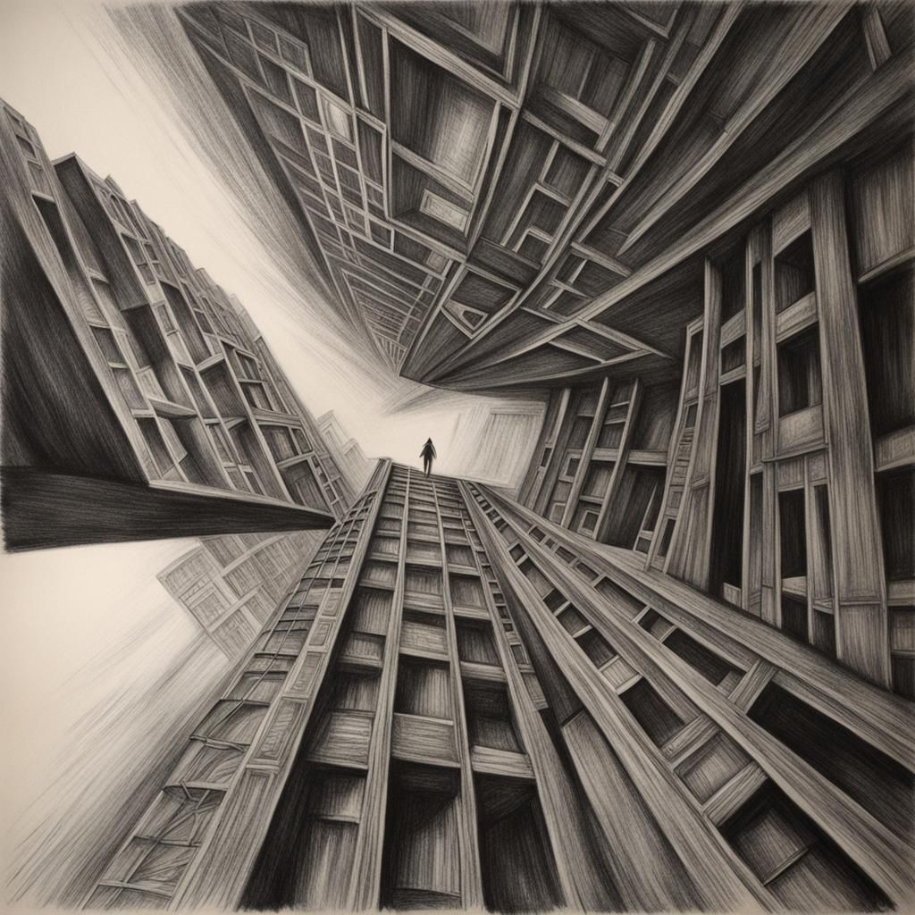 Hyperdetailed Charcoal Drawing of Vertigo