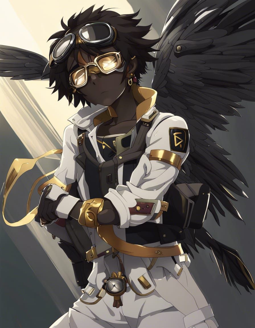 Anime Character with Wings and Pilot Goggles