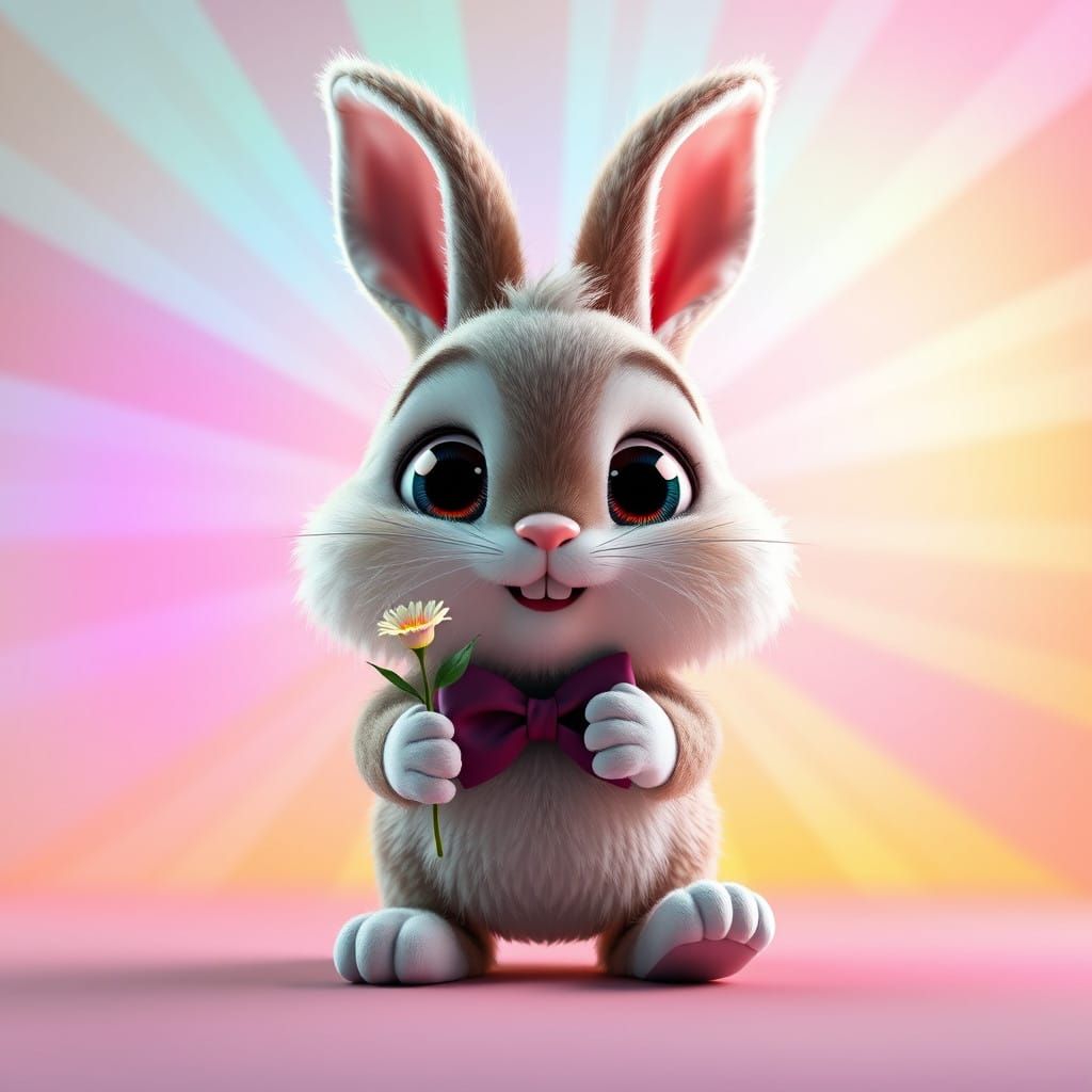 Chubby Bunny in Vibrant Radial Gradient World