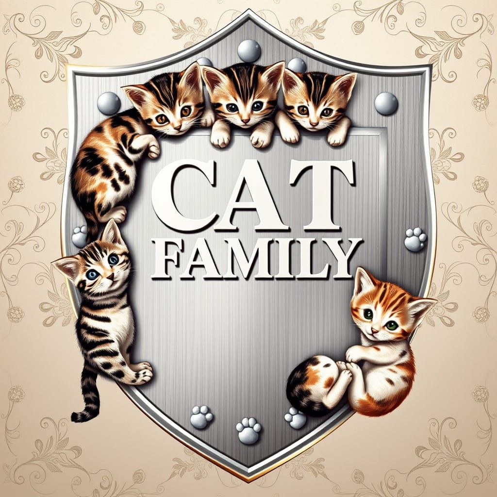 Medieval Shield in Soft Silver Tone, Centered with Whimsical...