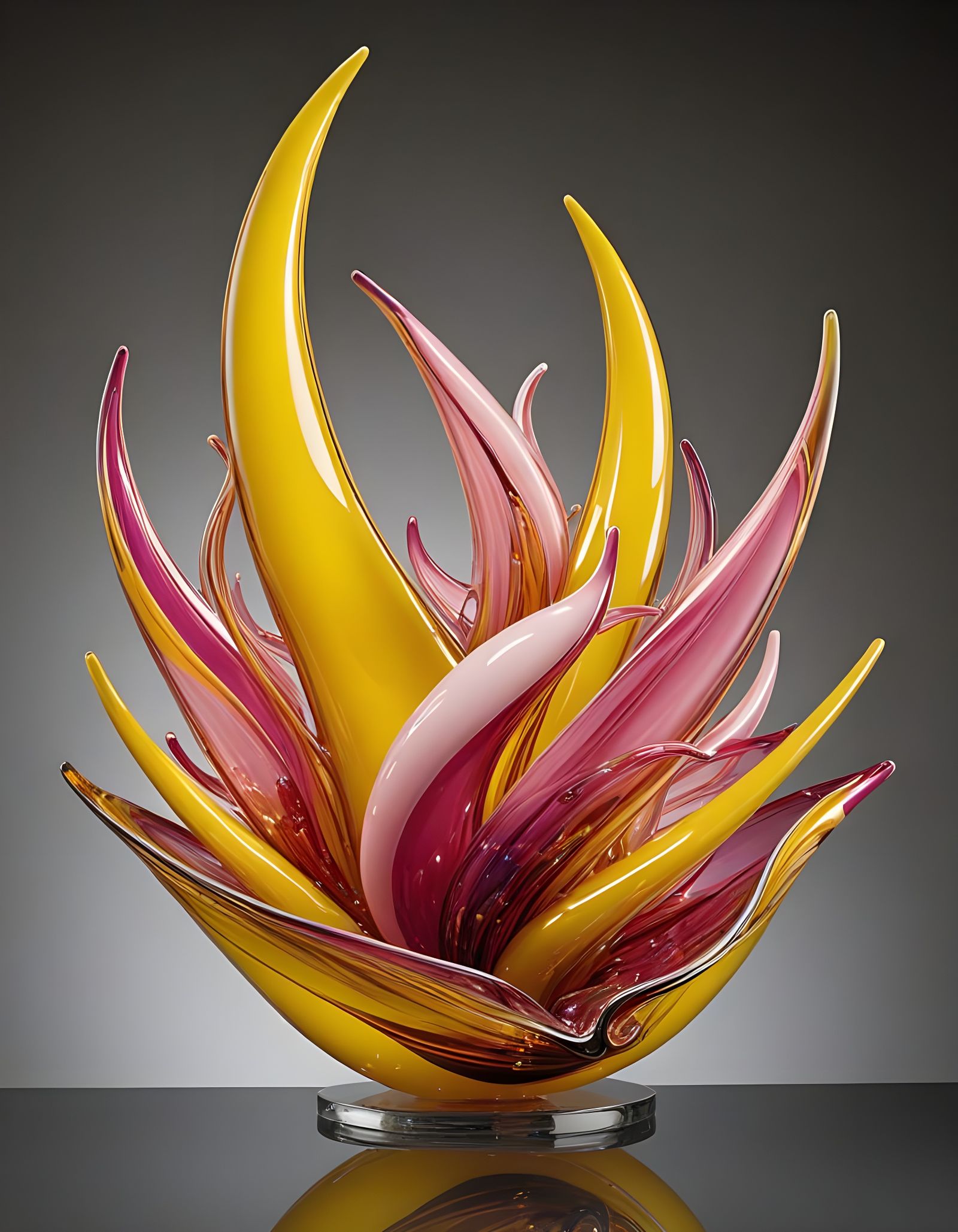 Vibrant Murano Glass Sculpture in Whimsical Bloom