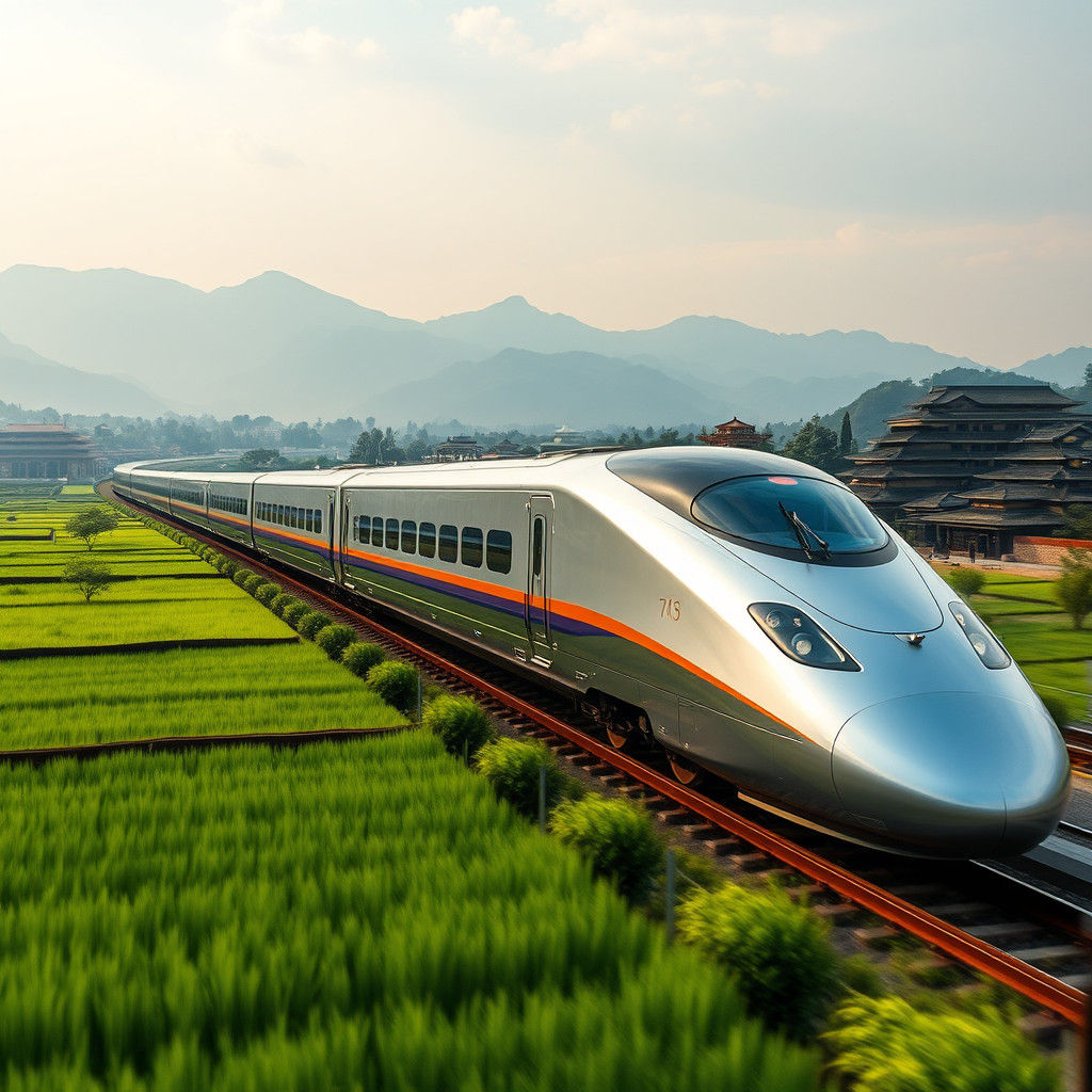 Futuristic Bullet Train Slices Through Ancient China