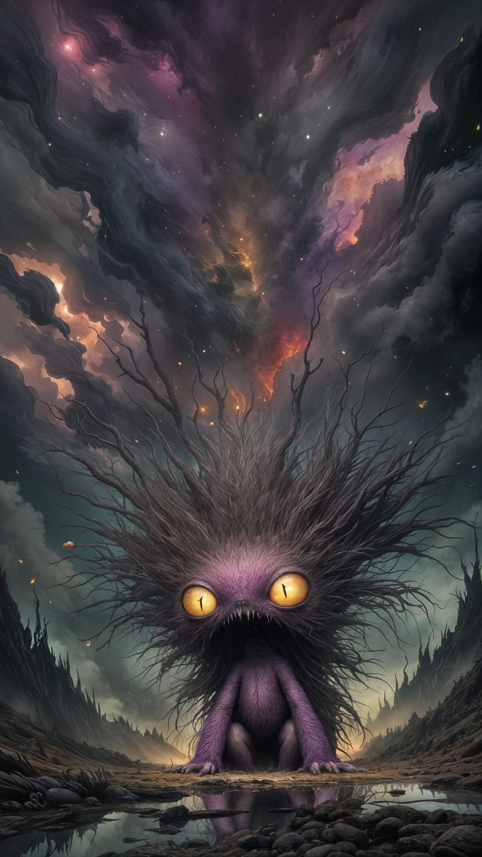 Mysterious Furry Panorama in Expressionist Style