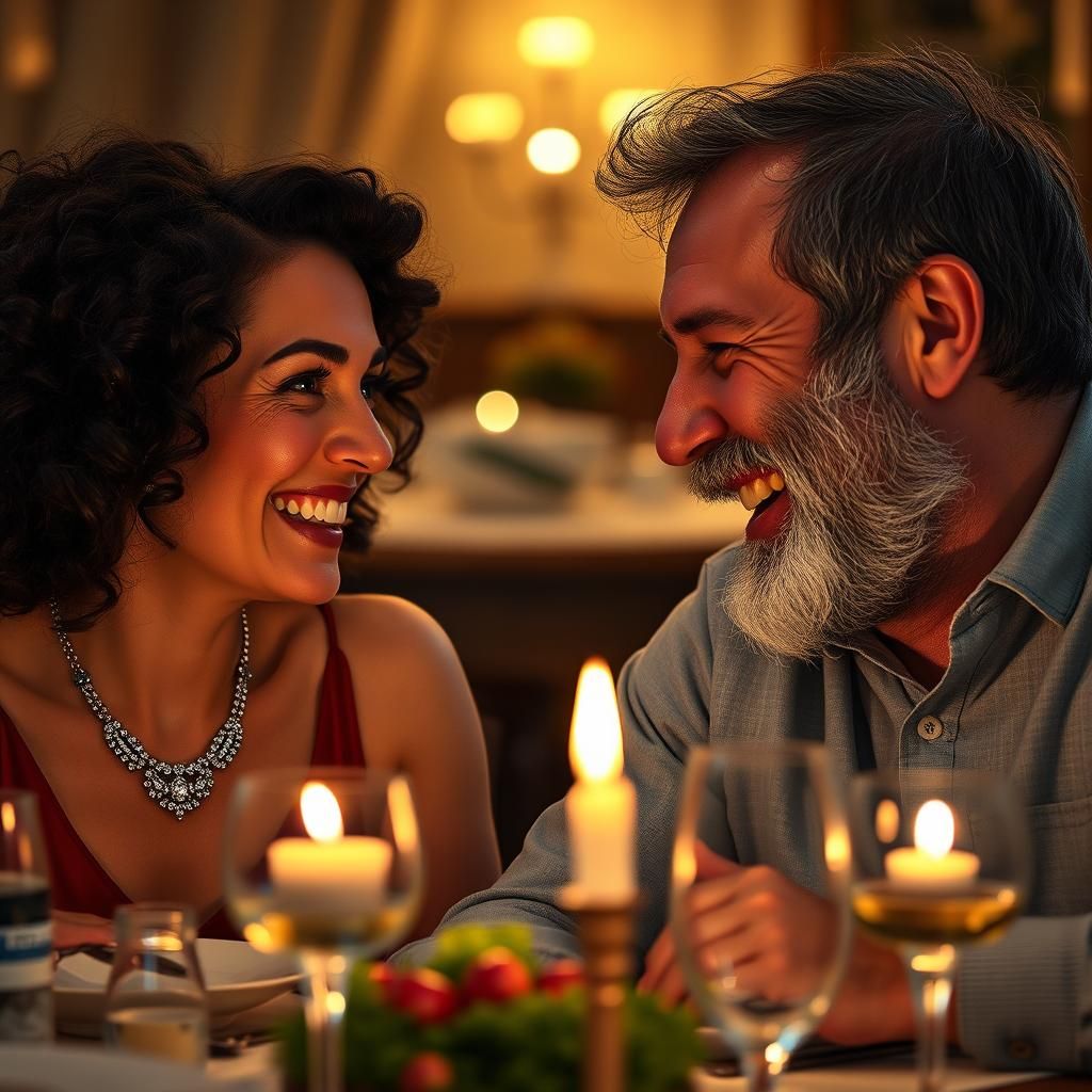 Romantic Jewish Couple at Dinner in Hyperrealism