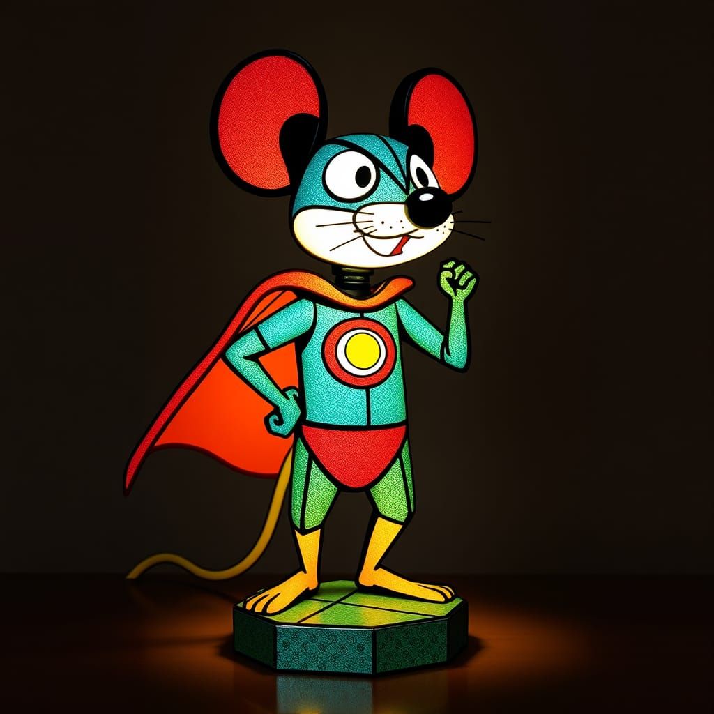 Mighty Mouse Lamp in Cubist-Renaissance Style