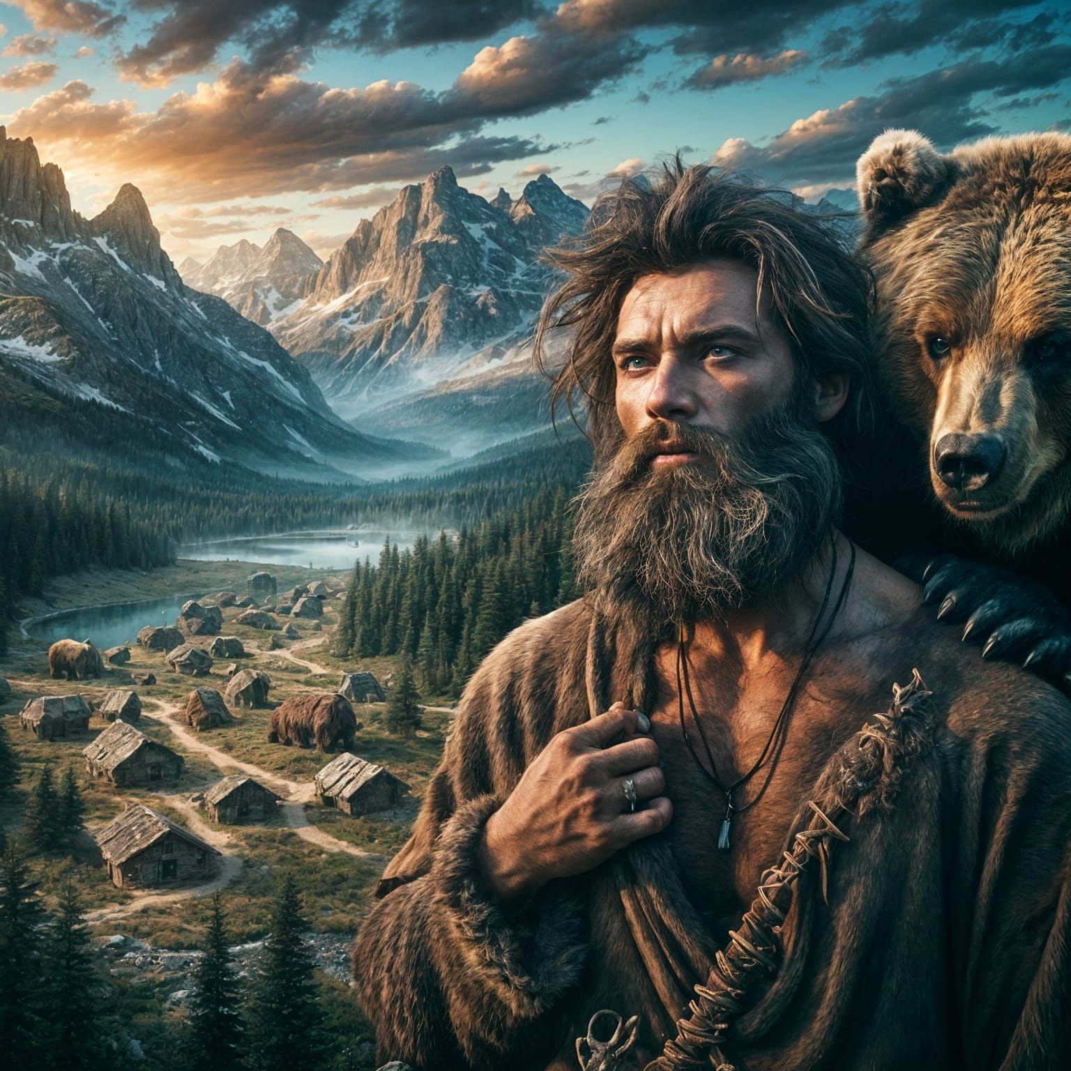 Serene Mountain Guardian in Sunset Glory