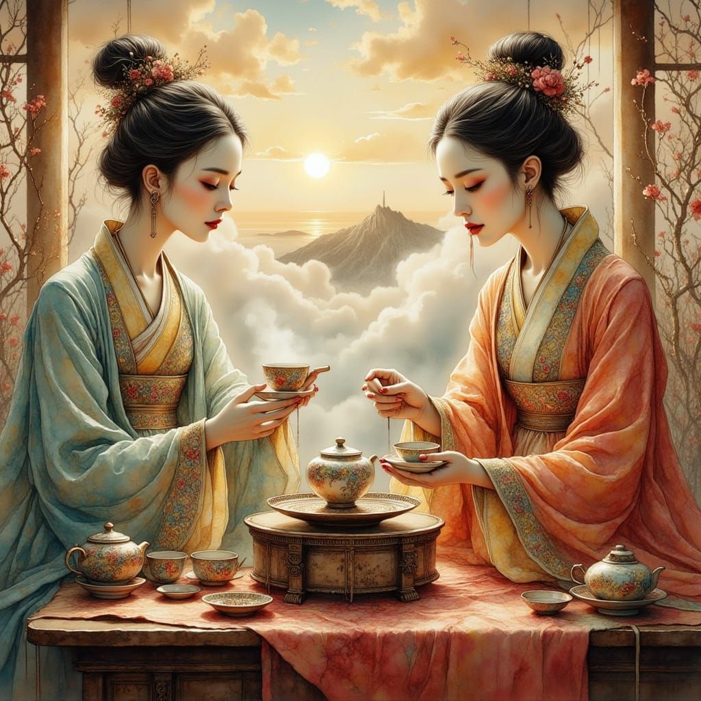 Surreal Tea Ceremony in Floating Pavilion