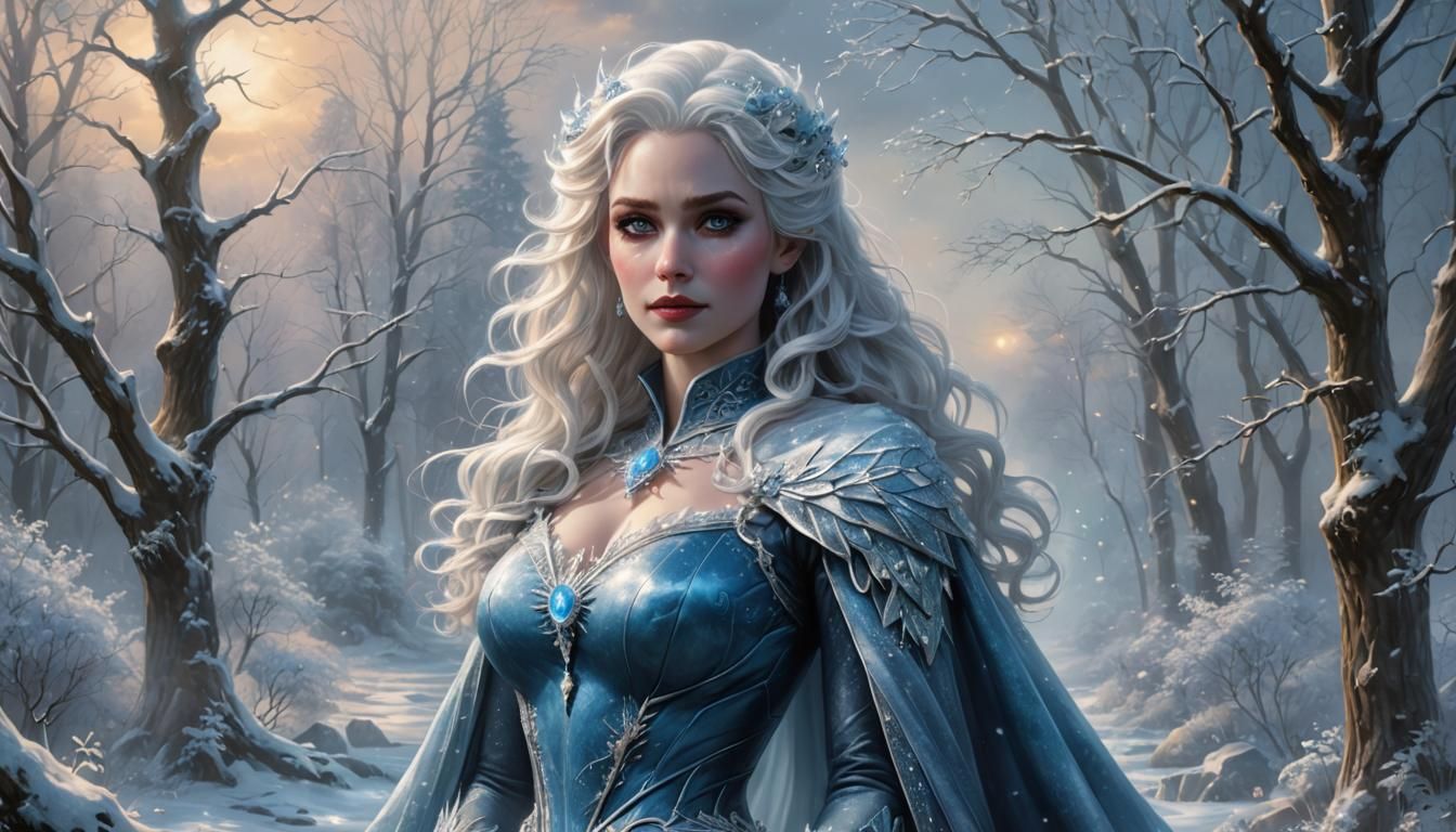 Killer Frost Magic Realism Portrait in Tonalist Style