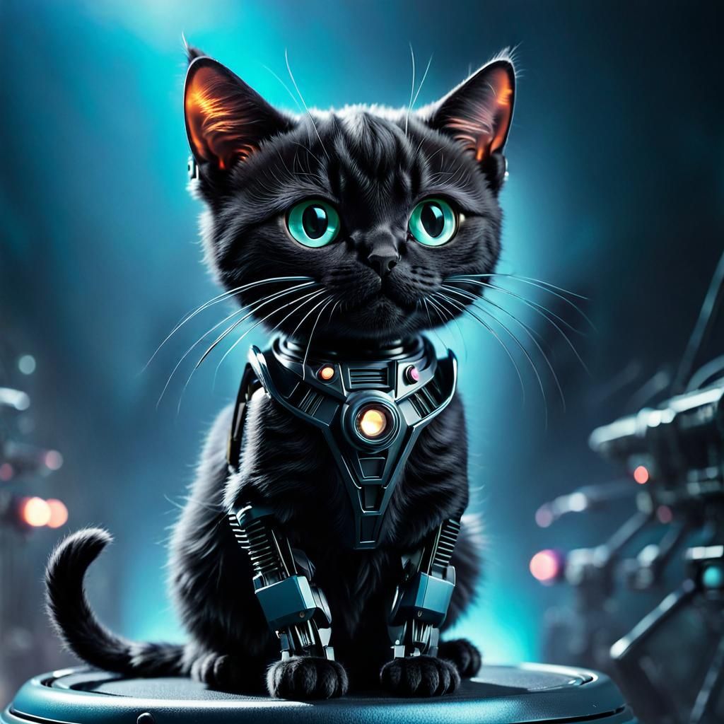 Cat and Robot in War of the Worlds Style