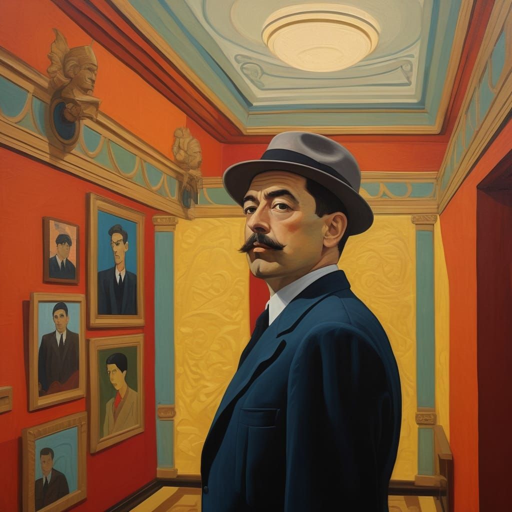 Cubist Social Realism Worker in Stalinist Architecture