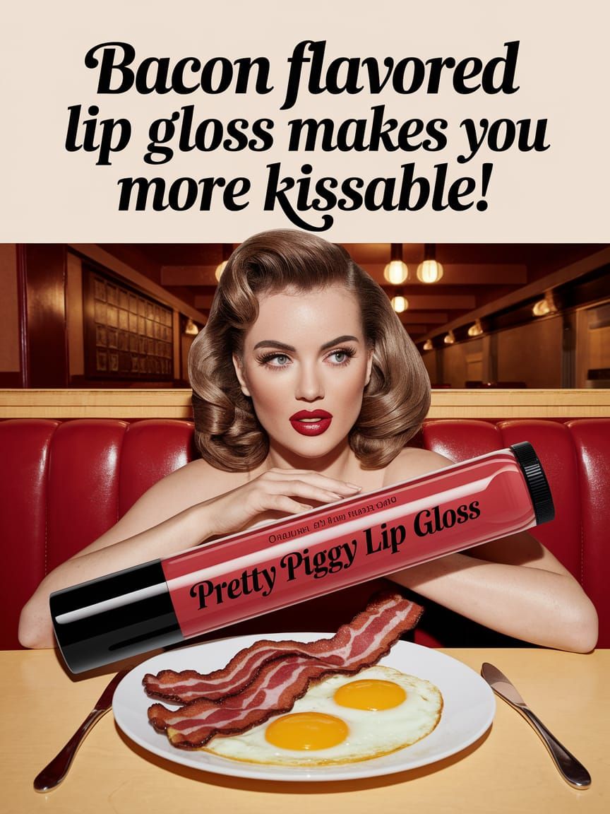 Vintage Diner Beauty: Red Lip Gloss and Bacon