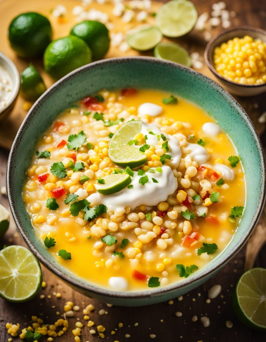 Maruchan Soup with Esquites: Vibrant Food Photography