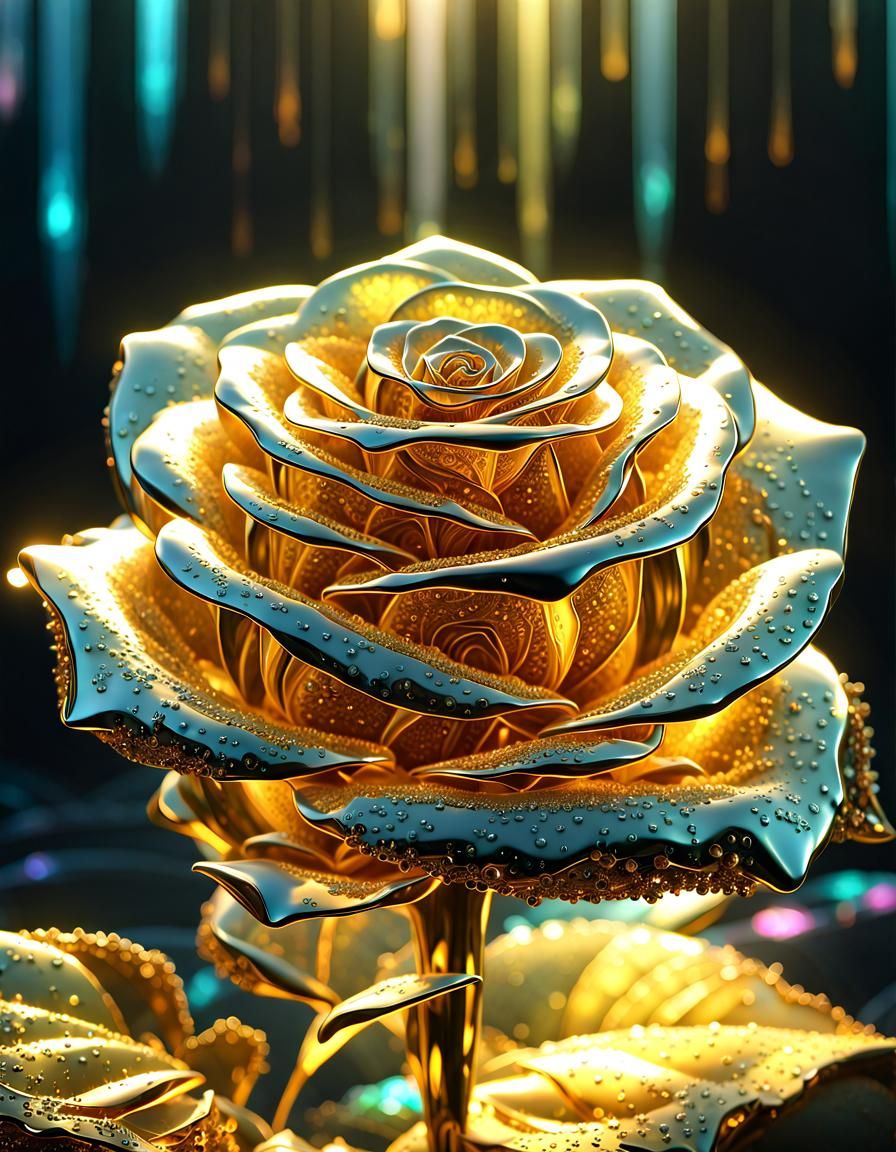 Giant Crystal Rose with Iridescent Dewdrops