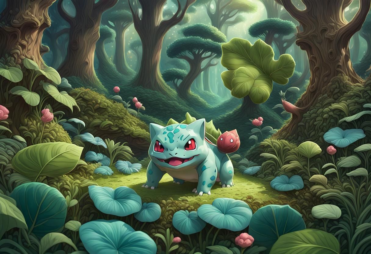 Candy-Style Bulbasaur in Fantastical Forest