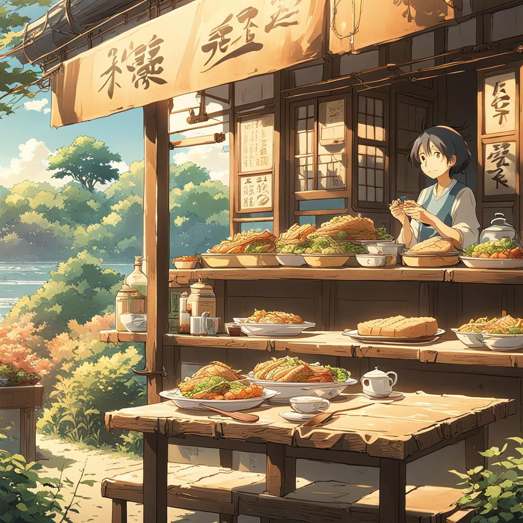 Heartwarming Lunch with Aunt in Anime Style
