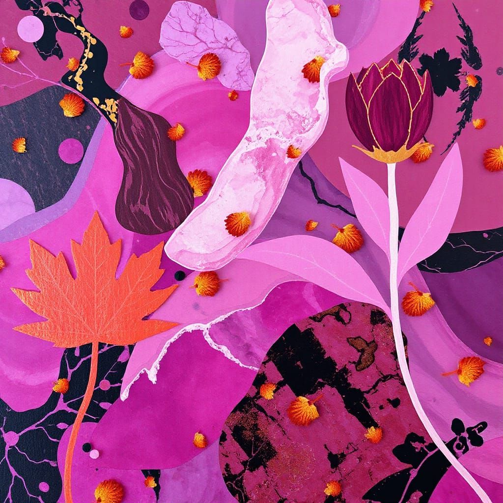 Abstract Mystical Autumn in Onyx and Magenta