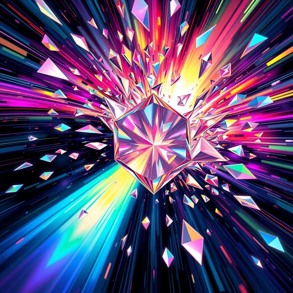 Kaleidoscopic Prism Explodes in Iridescent Colors and Lights