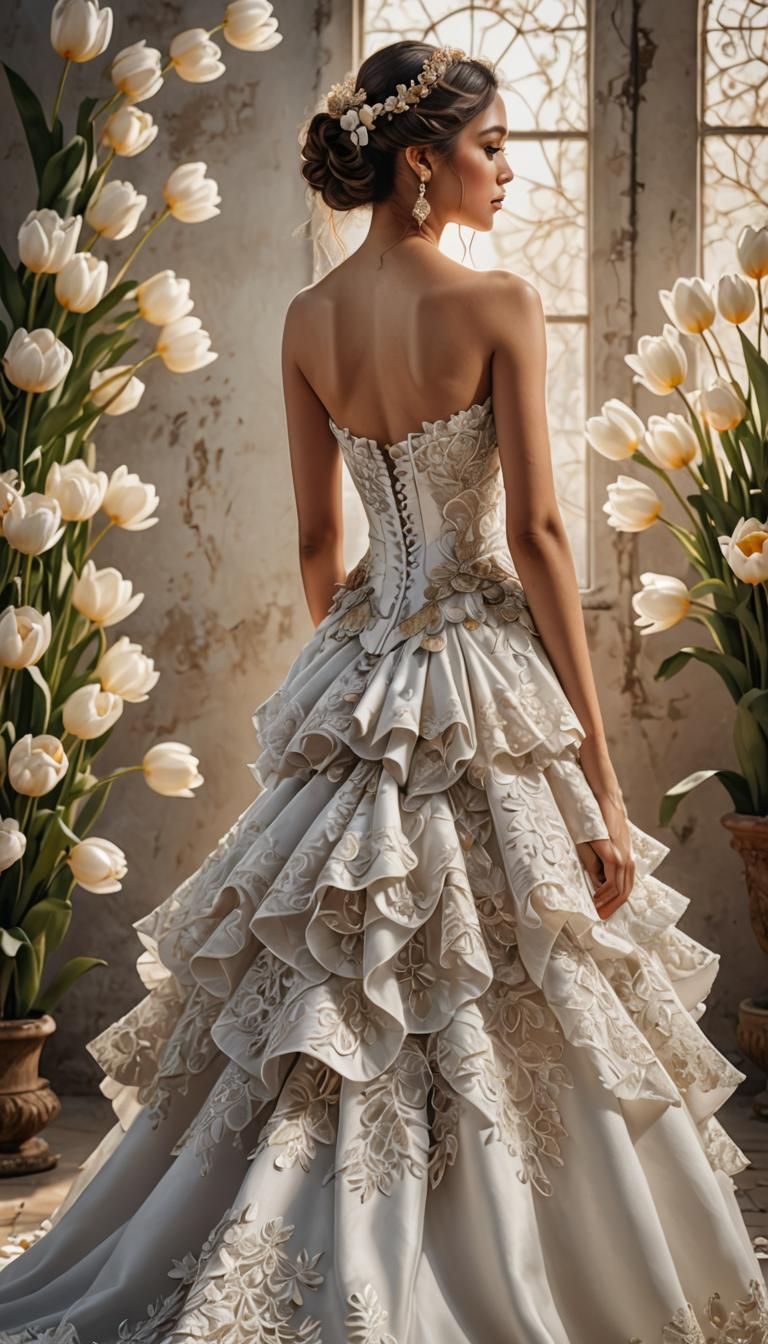 Mexican Bride Portrait in Strapless Tulip Wedding Dress