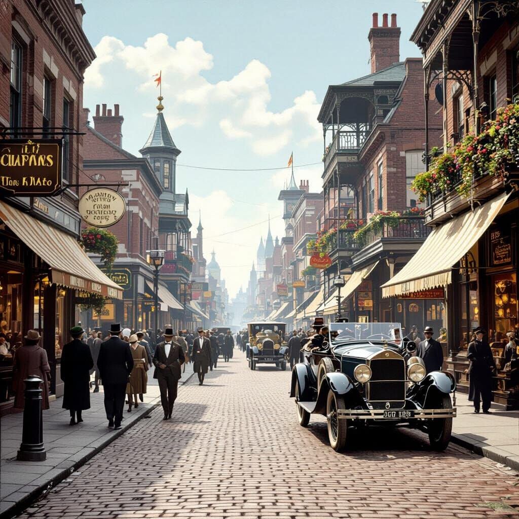 Vintage 1920s Street Scene Captured in Time