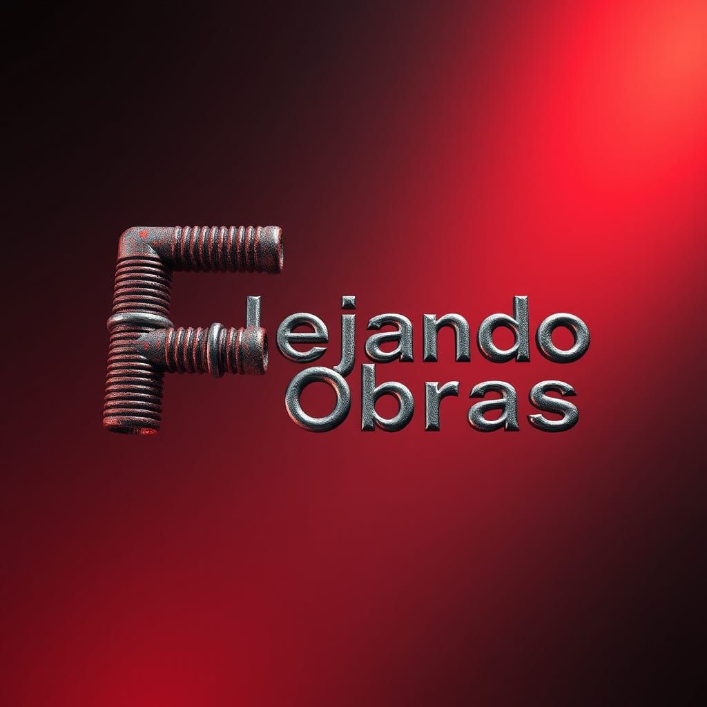 Industrial Fantasy Logo in 3D with Metallic Rebars and Gradi...