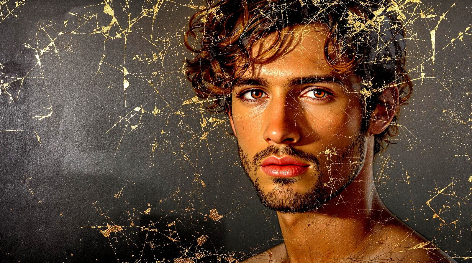 Handsome Italian Man Oil Painting on Distressed Canvas