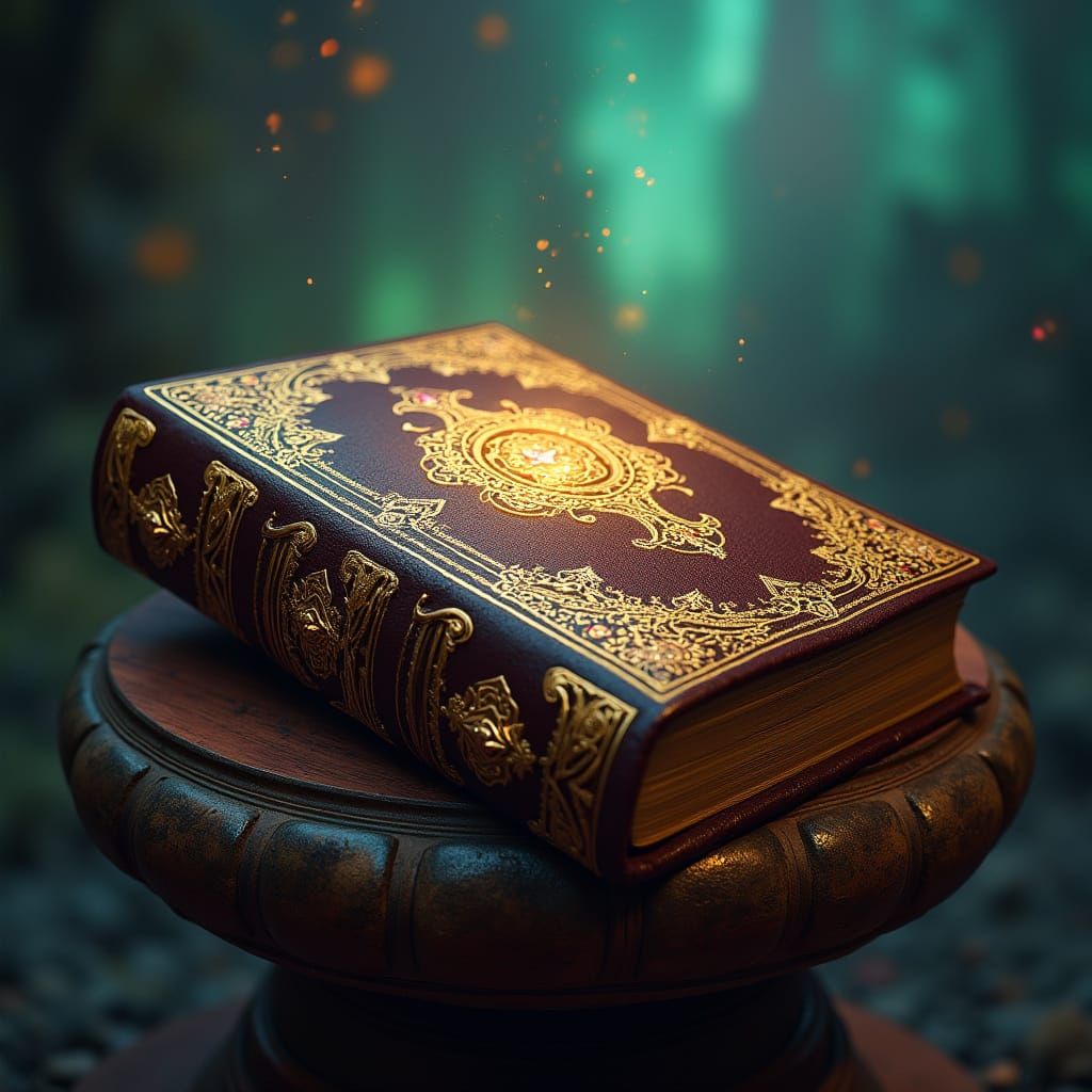 Sacred Leather-Bound Bible Illuminated with Gold Filigree