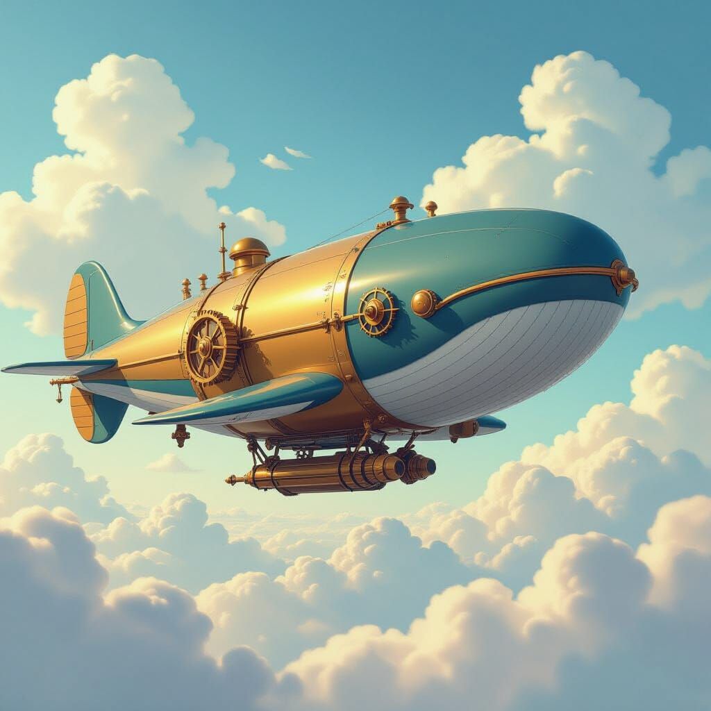 Whale Airship Soaring in Steampunk Style