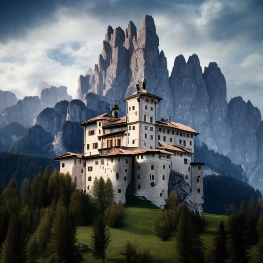 Cinematic Castle Engraved in the Dolomites