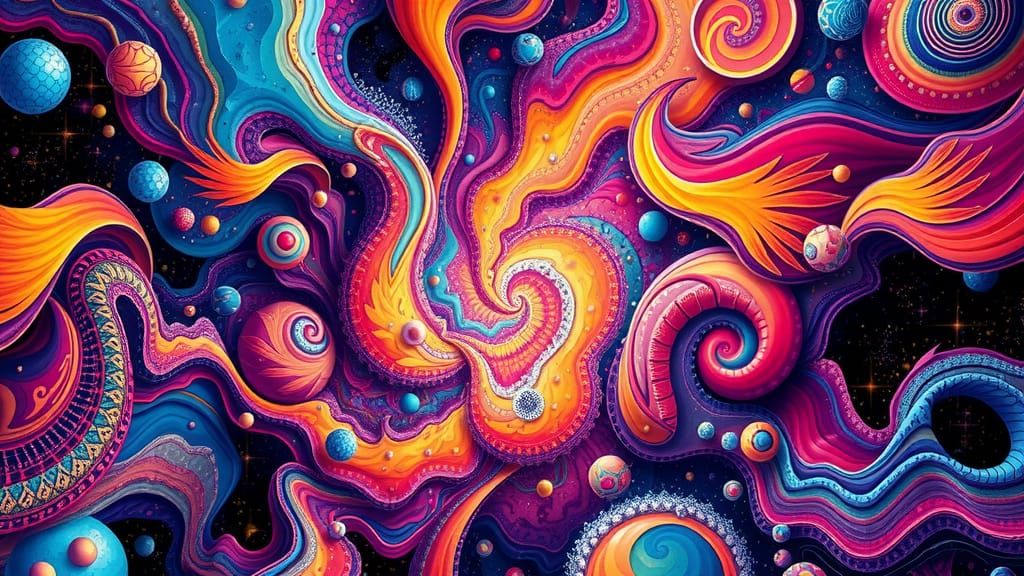 Cosmic Explosion of Vibrant Colors and Textures