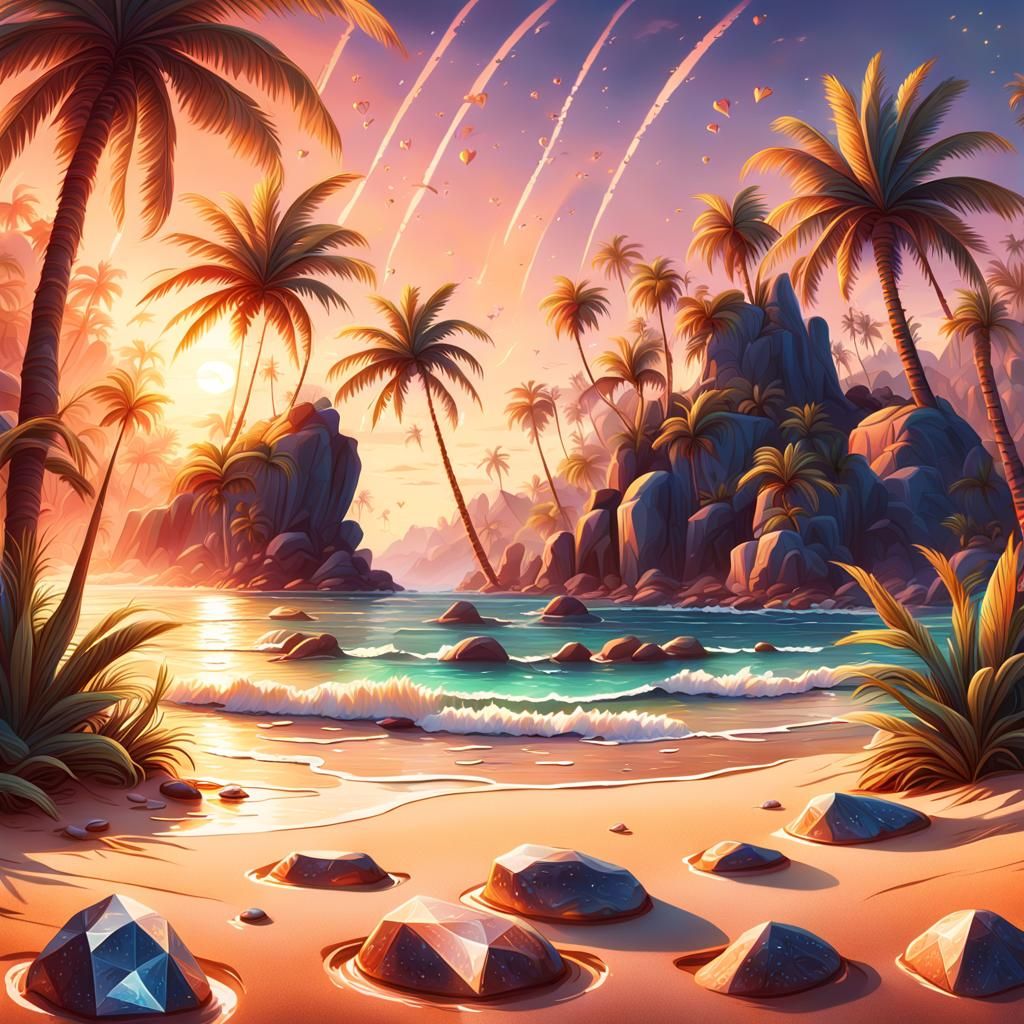 Secluded beach. Soft sands under the golden rays of the sun....