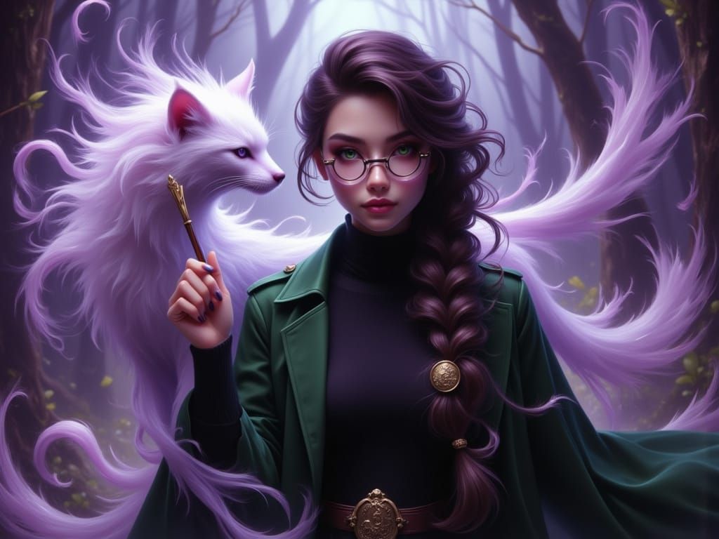 Enchanted Professor Channels Magical Power in Ethereal Setti...