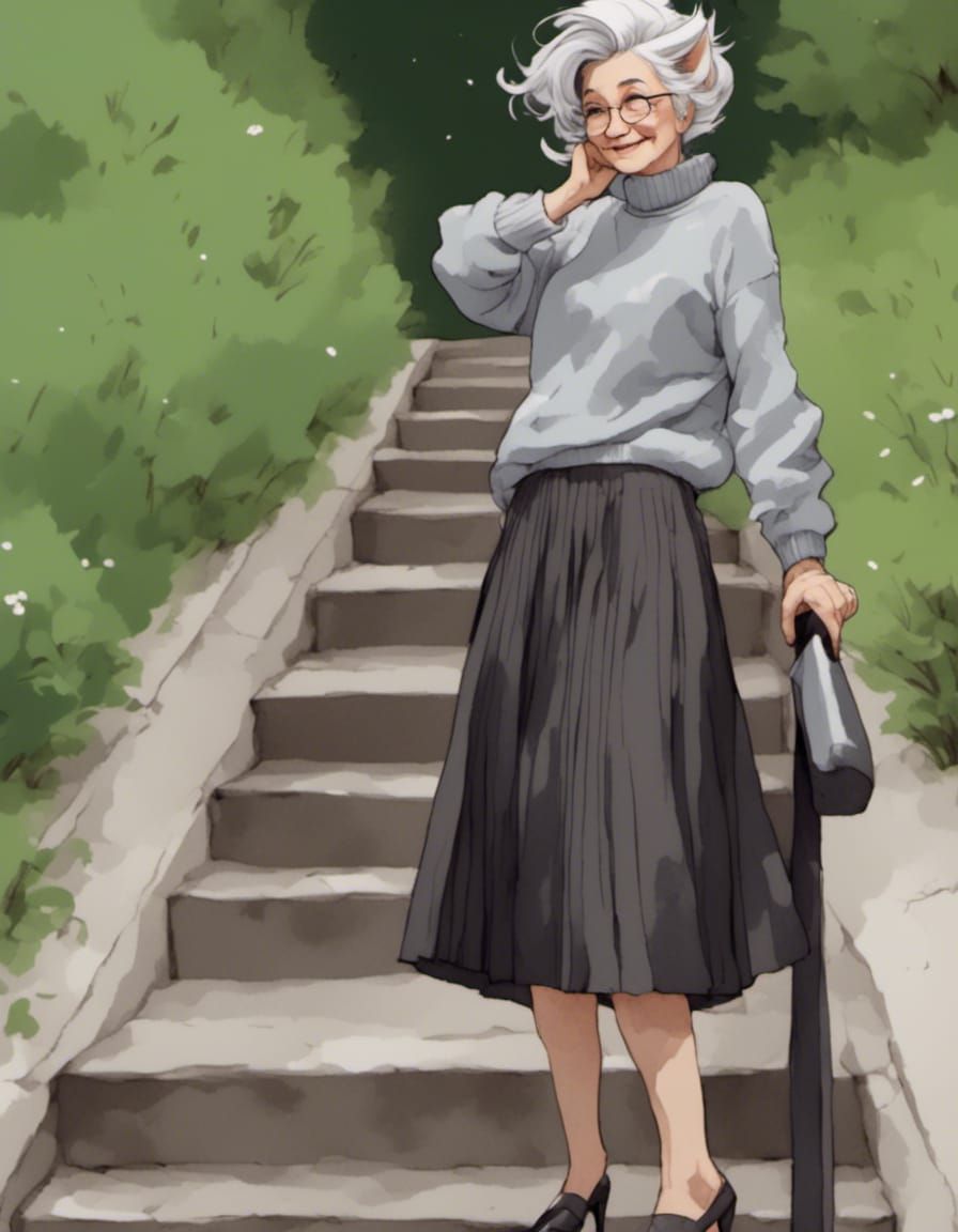 Fox-girl VIXEN now a senior citizen, visiting Elf-Haven City Park.