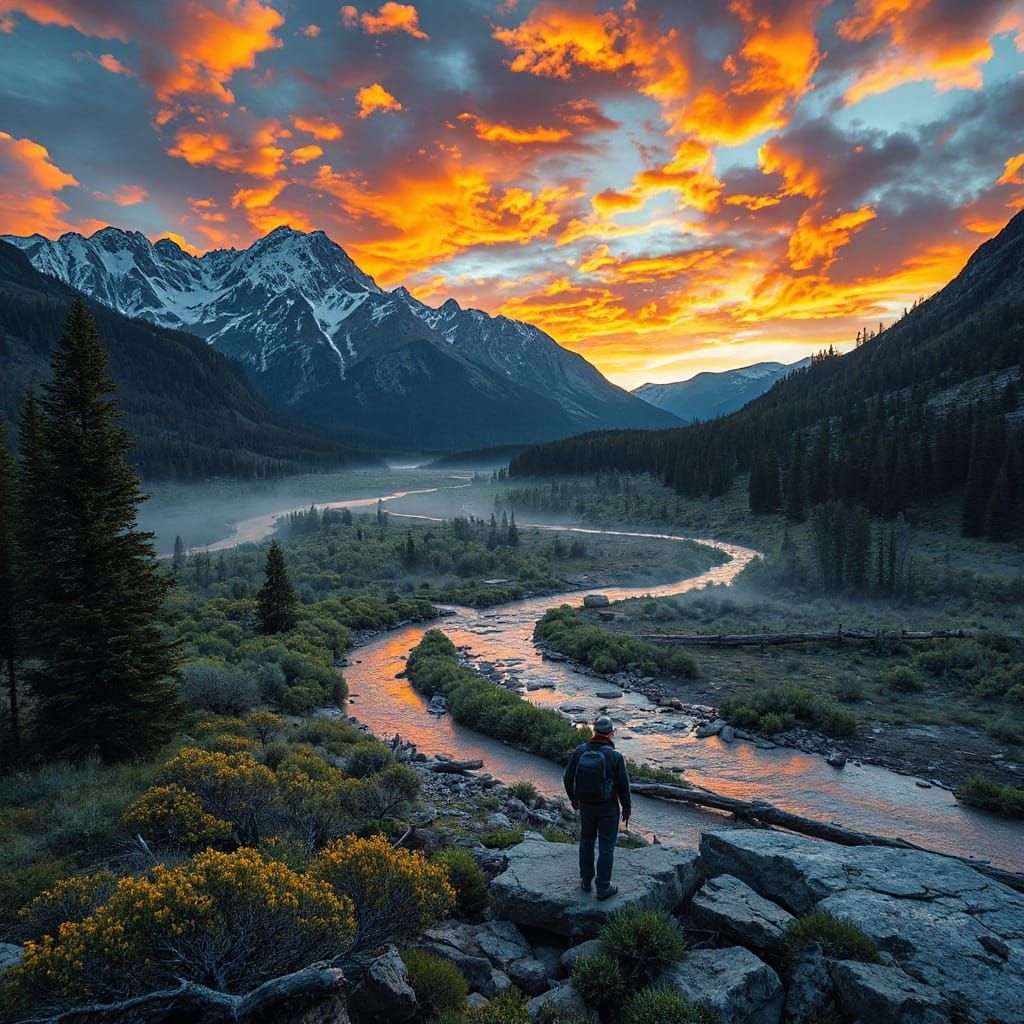 Epic Wilderness Landscape in Dramatic Digital Style