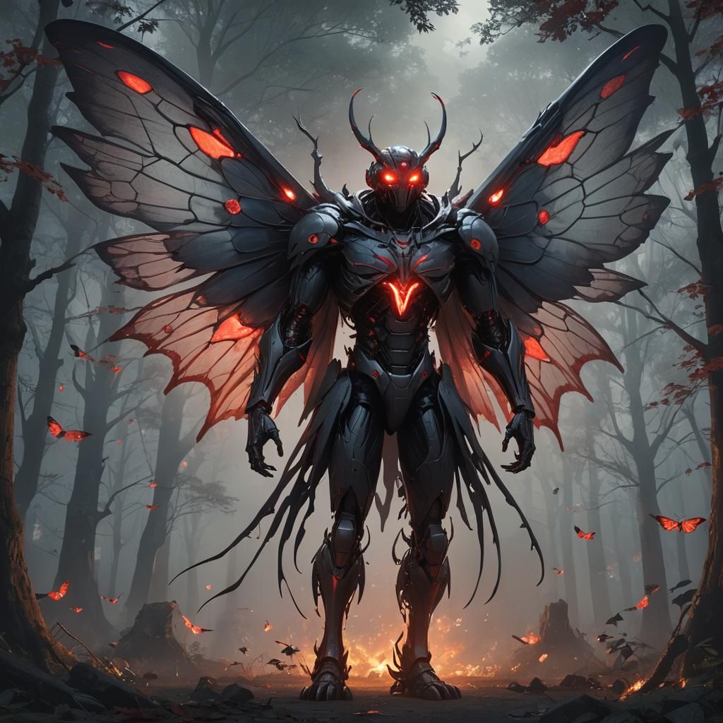 The Mothman: Anime-Inspired 3D Monster Concept Art