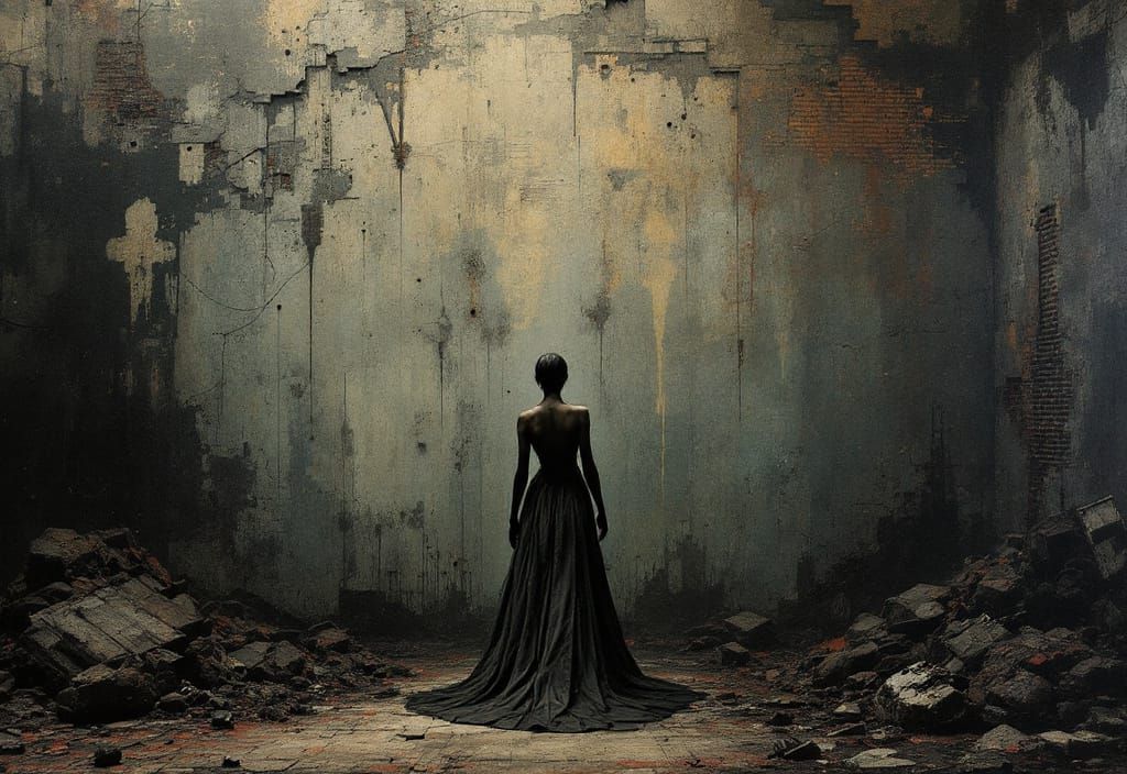 Submerged Industrial Ruin in Gothic Style