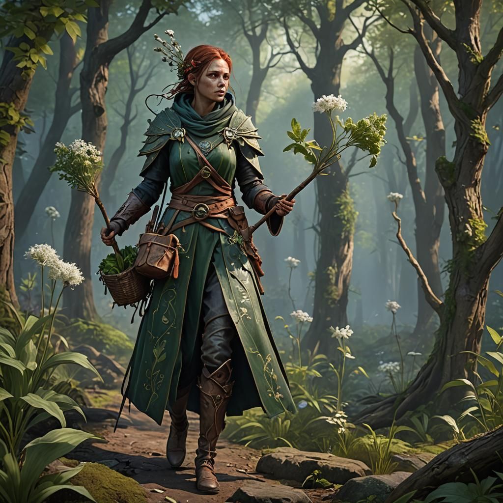 Forest Healer with Staff Curing Wounds