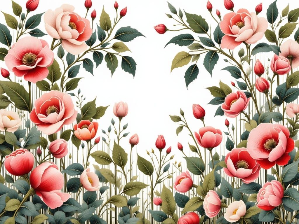 Whimsical Apple Blossom Garden in Beautiful Watercolor Style