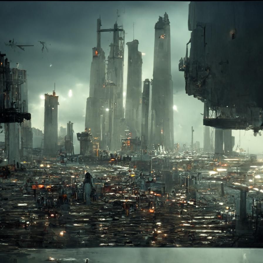 Dystopian City Rendered in Sci-Fi Style